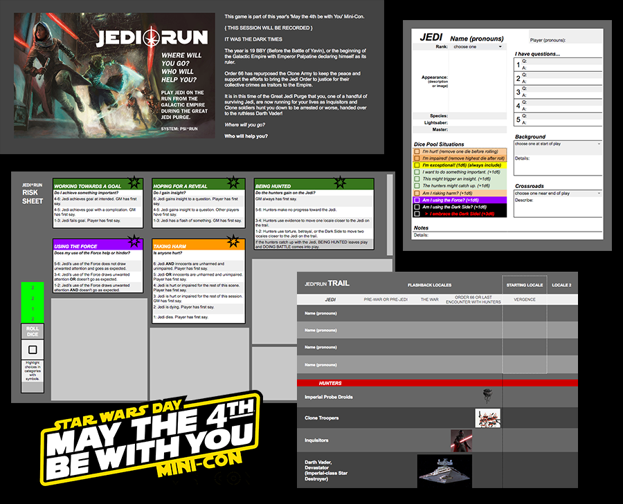 Jedi*Run Character Keeper Screens